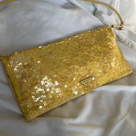 SOLD Prada Yellow Sequined Shoulder Bag - Picture 3 of 13